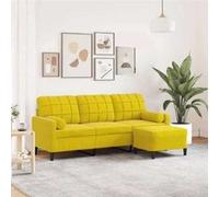 vidaXL Canapé droit 3 places en velours avec repose-pieds Jaune
