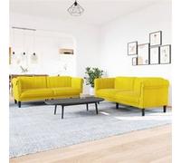 Canape droit vidaxl 3 places en velours jaune 77 x 182 x 74 cm jaune G