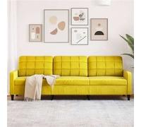 Canape droit vidaxl 3 places en velours jaune 77 x 226 x 80 cm Jaune G