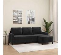 vidaXL Canapé à 3 Places avec Repose-Pieds Noir 180 cm Velours, canapé, canapé avec Repose-Pieds, canapé Trois Places, canapé 3 Places, Fauteuil