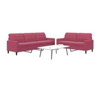 vidaXL Ensemble de canapés 2 pcs avec coussins velours – Rouge bordeaux