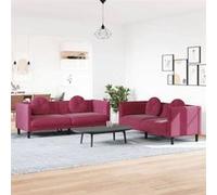 Canape droit vidaxl 3 places en velours rouge 77 x 193.5 x 70 cm Violet G