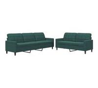 vidaXL Ensemble de canapés 2 pcs avec coussins Vert foncé Velours