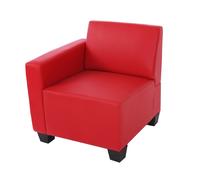 Canapé-élément Lyon, élément latéral gauche, modulaire, simili-cuir rouge