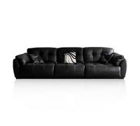 Canapé en Cuir Noir de Style Italien Sobre et Luxueux, Structure en Bois Massif, canapé spacieux et Moelleux, Grande Taille Moderne, Convient pour Le Salon/Bureau/Appartement.