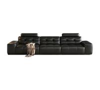 Canapé en Cuir Noir de Style Italien Sobre et Luxueux, Structure en Bois Massif, canapé spacieux et Moelleux, Grande Taille Moderne, Convient pour Le Salon/Bureau/Appartement.