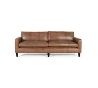 Canapé en cuir style scandinave - 220 cm - Camel - Simili cuir - Confort optimal - Lignes épurées - Accoudoirs bas