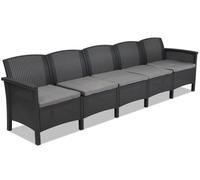 Canapé en résine tressée cinq places Venezia 5 polyrotin Bica anthracite
