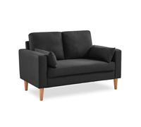 Canapé en tissu gris chiné foncé - Bjorn - Canapé 2 places fixe droit pieds bois. style scandinave