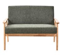 Canapé en Tissu Polyester 2 Places Rembourré Structure en Bois Vert et Marron Cl