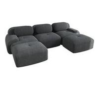 Canapé en U, ensemble de canapés multi-places, UWOT, velours côtelé, rembourrage haute résilience 32D, adapté à de multiples configurations, gris Gris
