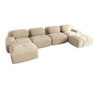 Canapé en U, UWOT, tissu velours côtelé respirant, rembourrage haute résilience 32D, conception ergonomique, beige Beige