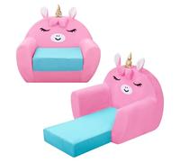 Canapé Enfant Convertible, Petit Canapé Fauteuil Enfant 2-en-1, Canapé-Lit Pliable et Moelleux, Canapés pour Enfants Confortable pour La Chambre, Coin Lecture, Rose Licorne