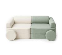Canapé enfant modulable 8 éléments beige olive - sofa créatif pour chambre