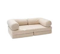 Canapé enfant modulable en tissu peluche beige - sofa ultra moelleux enfant