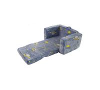 Canapé enfant pliable bleu/vert/blanc en tissu et métal avec effet phosphorescent