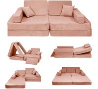 Canapé enfant pliable couchage velours côtelé brique