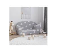 vidaXL Canapé pour Enfants 2 Places, Mini-canapé avec Housse Amovible, Canapé pour Tout-Petits, Meuble de Chambre d'enfant, Gris Clair avec Étoiles Peluche Douce