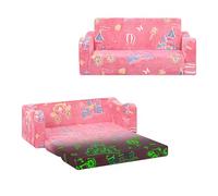 Canapé Enfants Convertible Sofa Bed 2 en 1, Pliant Fauteuil Enfant 2 Places pour Filles et Garçons, Briller dans Le Noir Canapé Lit pour Chambre Coin Lecture Salon,Châteaux et Chariots