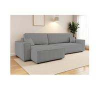 Canapé FARAH d'angle max réversible et convertible 5 places en tissu bouclette - Gris