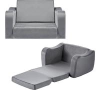 Canapé & fauteuil pour enfants en éponge 28D et velours court, convertible et lavable - Canapé pour jeunes enfants gris (M) avec accoudoirs pour salle de jeux, chambre à coucher, salon - Canapé-lit po