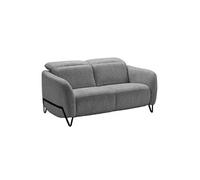 Canapé fixe 2 places tissu polyester gris avec têtières inclinables manuelles - AMSTEN -