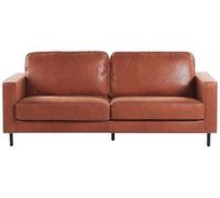 Canapé Fixe 3 Places en Cuir PU Marron Effet Naturel Confort Optimal pour Salon au Design Moderne Beliani