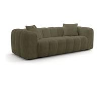 Canapé fixe - 3 places - SFERA - Tissu Vert - 240 x 100 x 80 cm