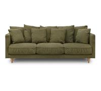 Generique Canapé fixe 4 places CONSTANCE Tissu vert Pied en bois massif L212xH87xP93 cm