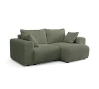 Canapé fixe d'angle réversible - 4 places - BOGOTA - Tissu Vert - 227 x 138 x 86 cm