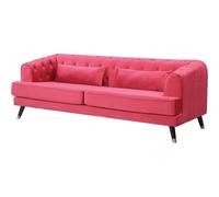 Canapé fixe en velours "Gloria" - 216 x 86 x 76 cm - 3 places - Rouge