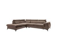 Canapé grand angle gauche convertible en velours taupe SAMARA