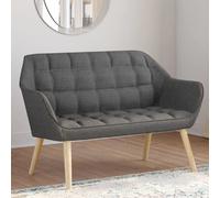 IDMarket Canapé droit scandinave CASTILLE 2 places tissu matelassé fixe gris anthracite