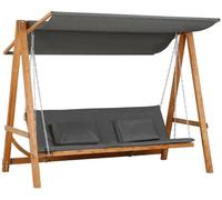 Canapé-hamac 3 places avec fonction relax | Couleur : Gris et teck | Dimensions : 225,5 x 113 x 180 cm