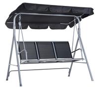 Canapé-hamac pour 3 personnes avec auvent | Couleur : Noir et argent | Dimensions : 108 x 171 x 154 cm