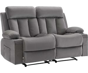 Canapé inclinable Loveseat, canapé inclinable électrique avec chauffage et massage, canapé inclinable électrique en velours doux avec ports USB, porte-gobelets et poches latérales, fauteuil double Lov