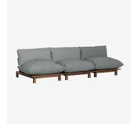 Canapé inclinable modulaire 3 pièces Brina en bois d'acacia Gris Anthracite