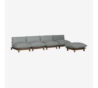 Canapé inclinable modulaire 4 pièces avec pouf en bois d'acacia Brina Gris Anthracite