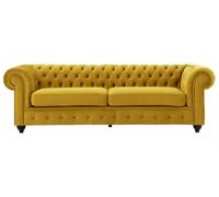 Canapé jaune avec boutons Chesterfield Canapé rembourré Siège Canapé de luxe Nouveau