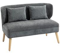 Canapé Kleinsofa en polyester, modèle 2 places, tissu chenille, dossier enveloppant, canapé compact, couleur gris. Pieds en bois d'hévéa. Rembourrage de l'assise : 23 cm. Dimensions : 117 x 65 x 78,5 