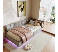 Canapé lit 1 Place 90 x 200 cm, Lit canapé avec LEd et USB, canapé-lit avec espace de rangement et sommier à lattes, Canapé-lit pour enfants fonctionnel adulte pour Salon, Chambre, Velours (Gris)