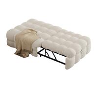 Canapé-lit 183/76/42 cm beige en Teddy 2-en-1 gain de place