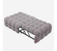 Canapé-lit 183/76/42 cm gris en tissu Teddy convertible 2-en-1