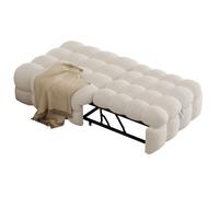 Canapé-lit 2-en-1 1 place tissu Teddy beige sans matelas structure métal 183×76 cm montage facile