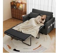 Canapé-lit 2 places convertible avec USB et table, canapé gain de place avec matelas et coussins, gris appartement