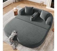 Canapé-Lit 2 Places en Velours Côtelé, Pliable, Sans Montage, Gris Foncé | Velours côtelé gris foncé, pliable, sans montage, 2 coussins, accoudoir amovible, 250 kg.