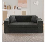 Canapé Lit 2 Places HavenlyHome 3 en 1, Canapé Pliable Compact pour Salon et Chambre, Tissu Velours Côtelé, 135×192×55 cm, Gris