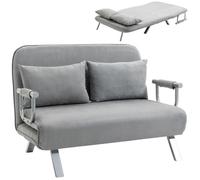 Canapé-lit 2 places - HOMCOM - fauteuil convertible dossier 5 positions 2 coussins - aspect suède - 111x80x78cm - gris clair