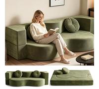 Canapé-lit 2 Places Sans Armature | Canapé-lit Portable | Salon | Chambre | Déploiement en une seconde | 150/200 cm | Sommier rabattable | Housses amovibles et lavables | Accou(Green,200CM)