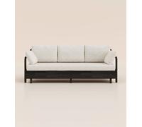 Canapé-lit 2 places - Tissu Crème - Avec matelas mémoire de forme - Tediber